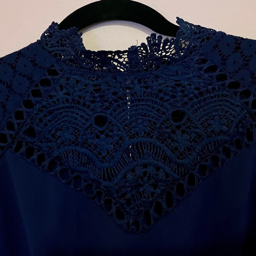 Frenchy Solid Eyelet Lace Dress